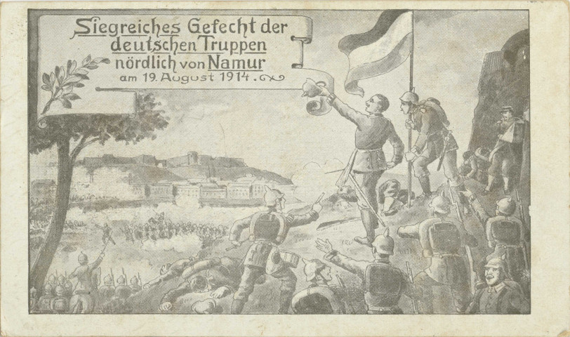 Siegreiches Gefecht der deutschen Truppen nördlich von Namur. am 19 August 1914.