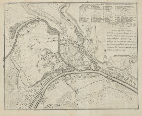 Plan de la Ville et du château avec les dernières fortifications faites jusqu'à l'an 1709,