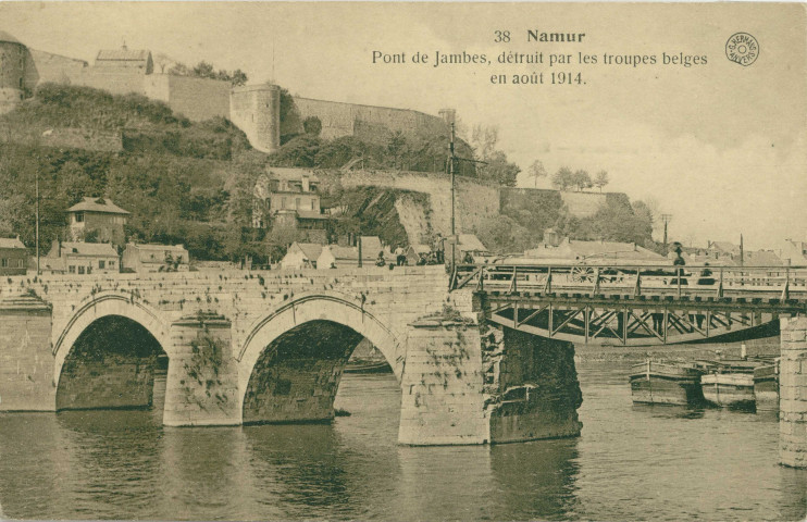 38 Namur. Pont de Jambes, détruit par les troupes belges en août 1914