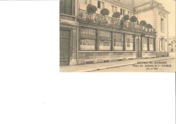 Hôtel St. Aubain. Place St. Aubain, n°1 - NAMUR. Tel. N°206.