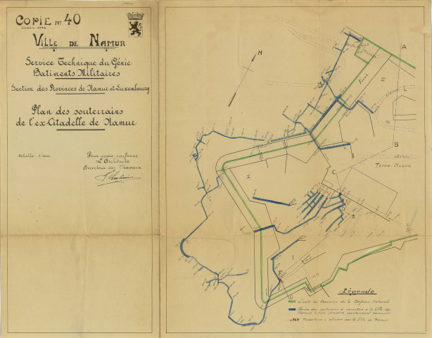 Plan des souterrains de l'ex-Citadelle de Namur
