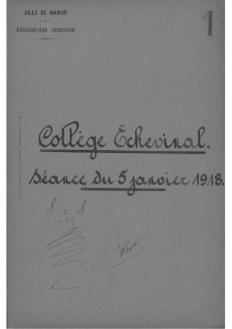 Registre de délibérations du Collège de Namur