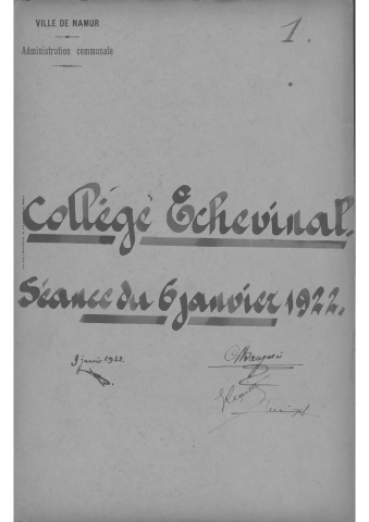 Registre de délibérations du Collège de Namur