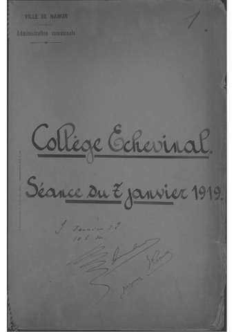 Registre de délibérations du Collège de Namur