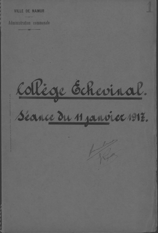 Registre de délibérations du Collège de Namur