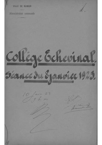 Registre de délibérations du Collège de Namur
